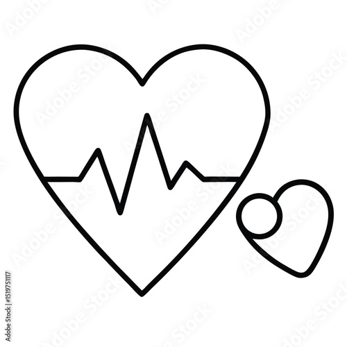 Heart Rate Monitor Icon Vector EPS Illustration of Cardiac Rhythm and Health