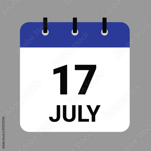 JULY 17 - Daily Calendar Icon - White Background