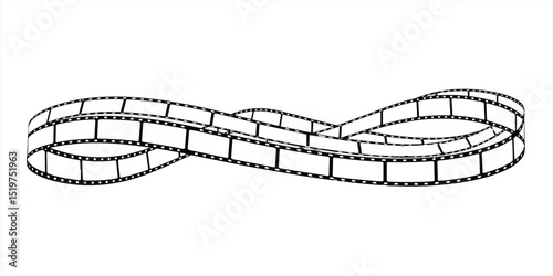 Film strip frame. Cinema tape. Photo negative, filmstrip. Movie black seamless vector illustration on white background for cinema-themed projects, movie posters and photographic albums