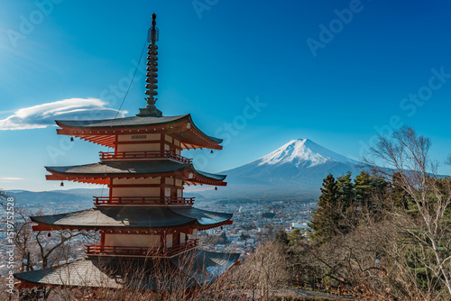 Chureito Pagoda and Mount Fuji Panorama