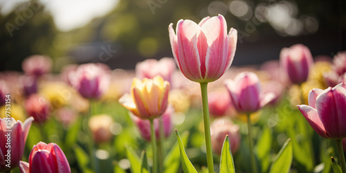 pink tulips in the garden