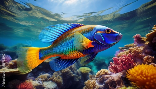 Atlantischer Lippfisch (Thalassoma bifasciatum)