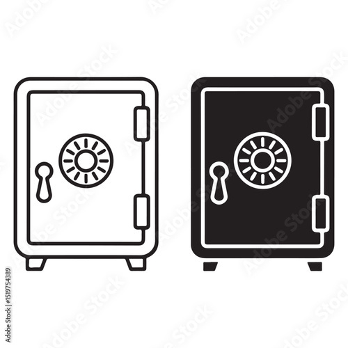 Contrast pair of minimalist safes silhouette and outline