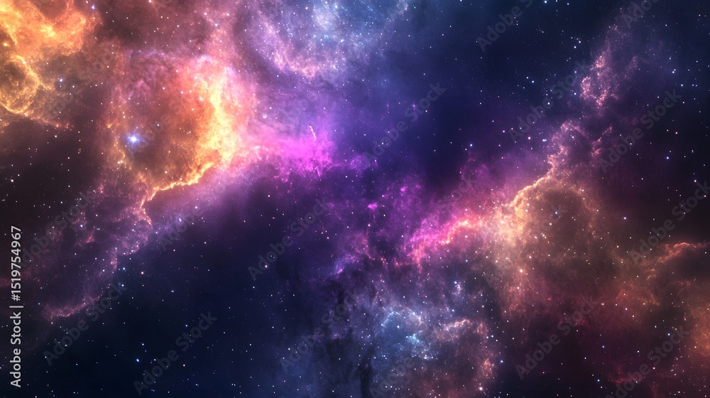 Fototapeta premium Vibrant Computer Generated Nebula Galaxy Cosmos Universe Space Background