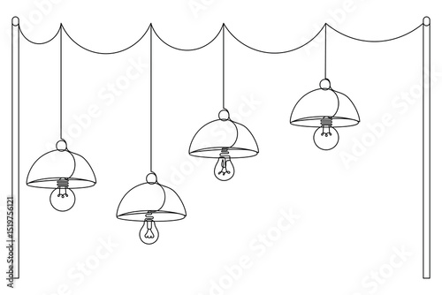 Light Bulb single line drawing of isolated continuous outline idea vector illustration