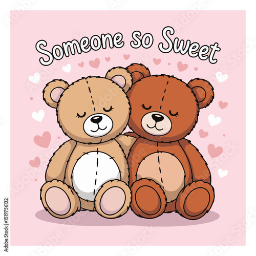 Cute teddy bear couple hugging