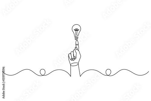 Light Bulb single line drawing of isolated continuous outline idea vector illustration