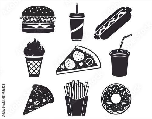 Fast Food Elements Silhouette Pack