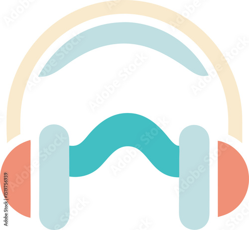Headphones with waves icon listening and relaxati
