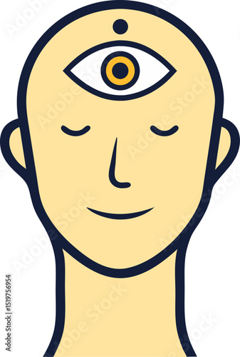 human head with third eye vector icon intuition