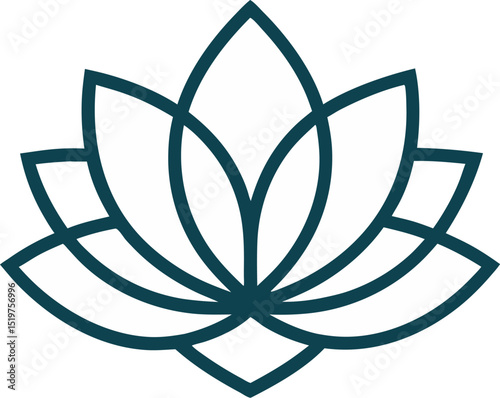 Lotus flower icon wellness and balance outline
