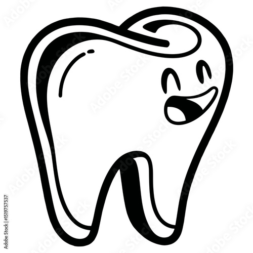 Happy cartoon tooth character illustration for dental care