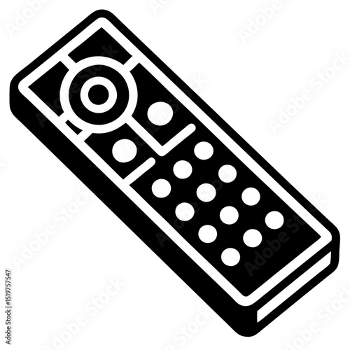 Isometric black and white remote control icon illustration