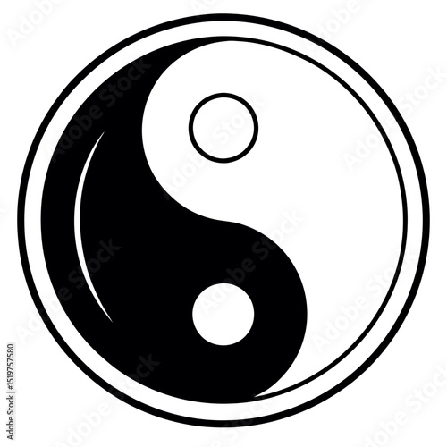 Yin yang symbol black and white circular design