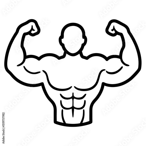 Muscular man silhouette strong bodybuilder fitness icon