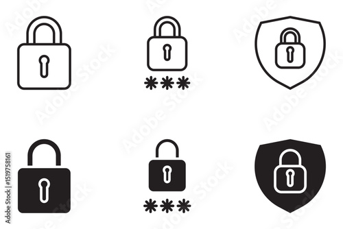 icon lock set. encoded security. system guarding