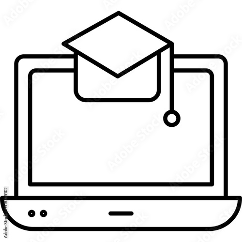 E-learning Online Education Line Icon