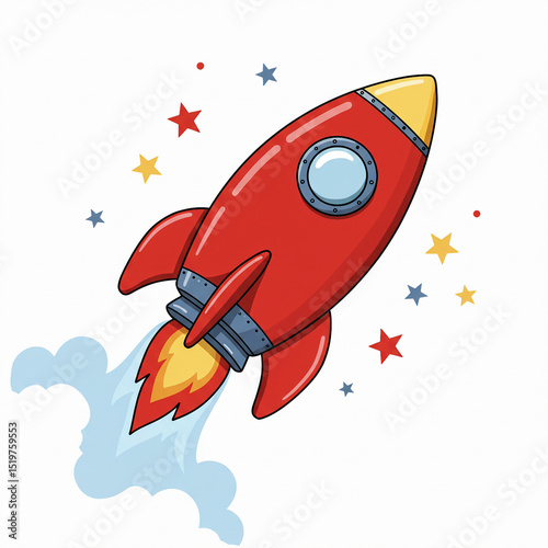 toy rocket on white background