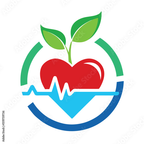Healthy Heart  Nutrition, Wellness, and Cardiovascular Health Logo Design - Vector EPS File