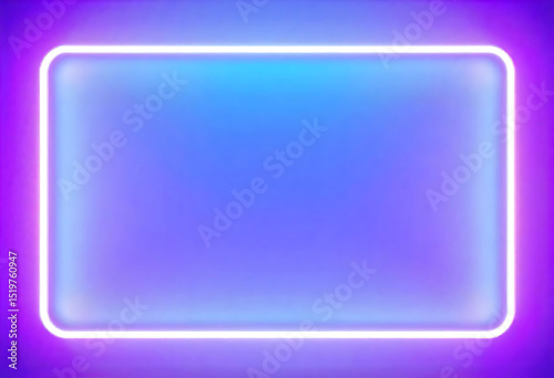 Modern neon glowing frame with rounded corners in shades of blue and purple