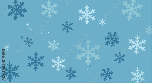 Elegant Light Blue Winter Snowflake Pattern Minimal Vector Illustration  A Festive Background of Delicate, Pastel Snowflakes
