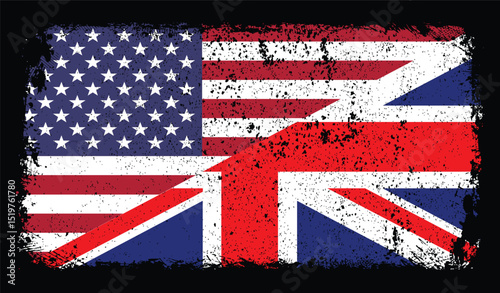 Distressed USA UK Flag Blend