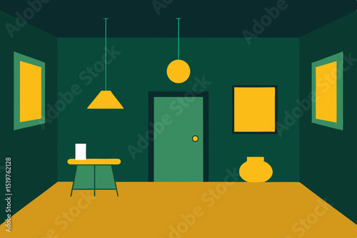 interior design scene with lamp