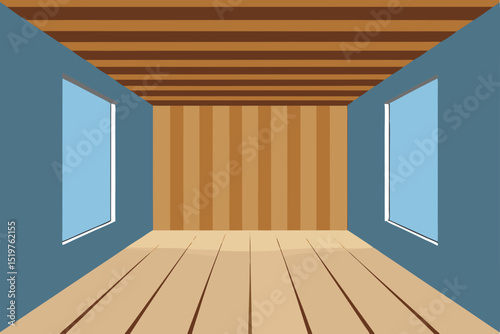 empty room with window and blue sky