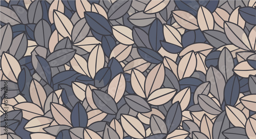 Abstract Seamless Pattern of Overlapping Beige and Gray Leaves Minimal Vector Illustration Botanical, Nature-Inspired, Minimalist Design for Textile, Wallpaper, and Backgrounds