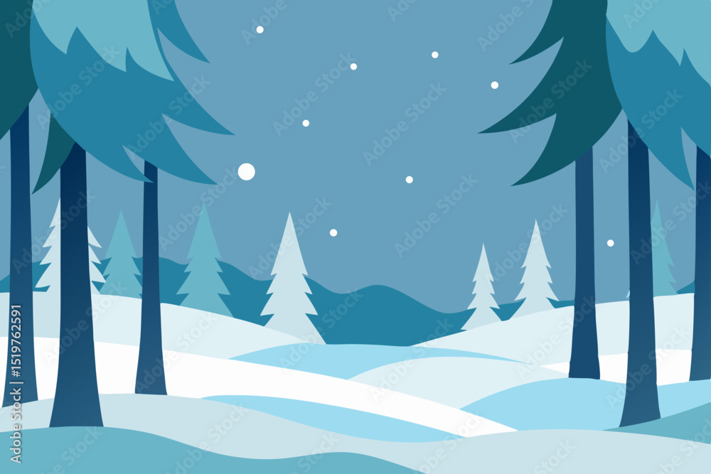 Naklejka premium winter landscape with trees and snow