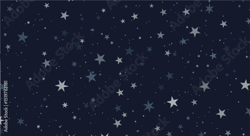 Scattered Silver And Blue Stars Night Sky Pattern Background Texture
