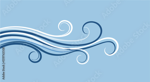 Abstract Blue Swirls and Waves Minimal Vector Illustration Elegant Flowing Lines Design Background