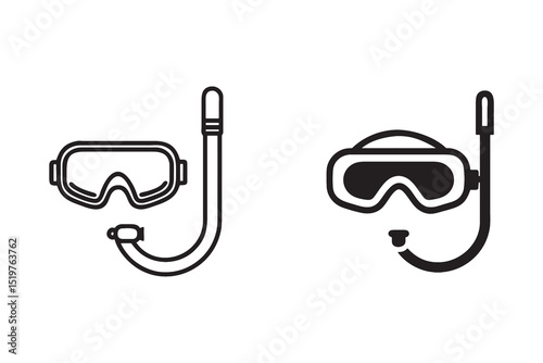 Scuba Snorkel Mask Silhouette Icons – Dive Mask Clipart for Beach, Summer, and Ocean Designs