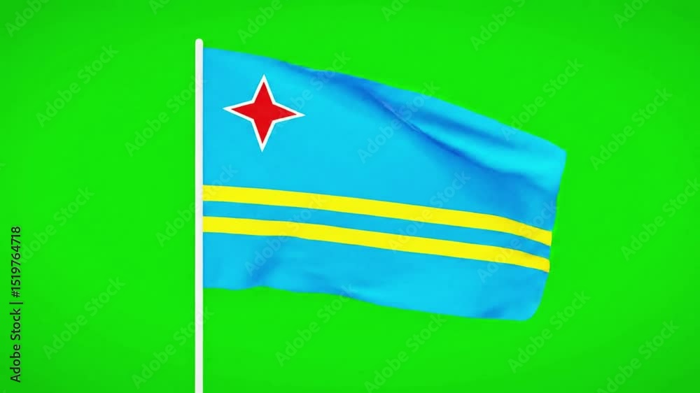 Aruba flag waving on a pole seamless loop