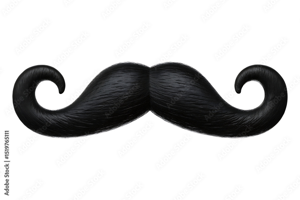Fototapeta premium black curly mustache beard isolated on white background PNG 