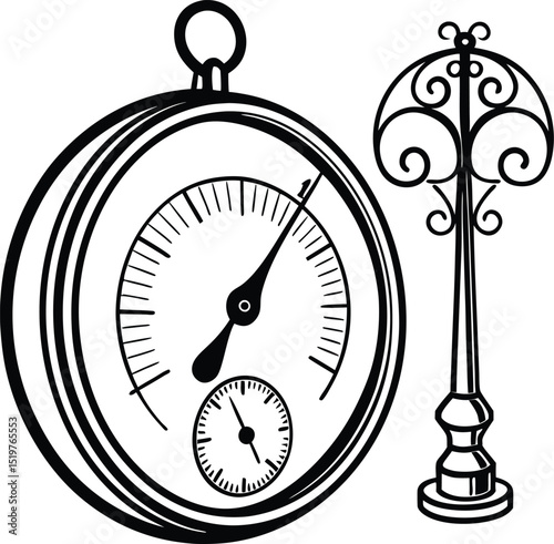 Classic Gauge Design Element a Scalable Monochrome Timekeeping Device perfect for Branding and Logo Projects