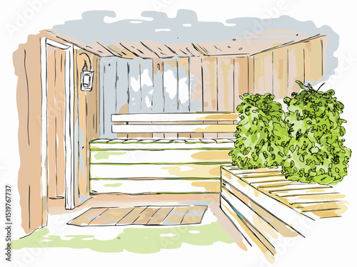 Finnish sauna interior with birch brooms and wooden benches in a relaxing atmosphere

