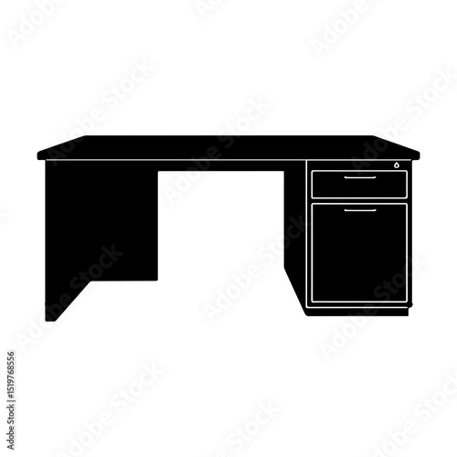 Silhouette of an Elegant Computer Table – Modern and Minimalist Desk Design Illustration

