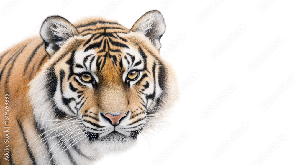 Obraz premium Tigers in focus captivating close-up of a majestic tiger wildlife photography studio setting eye-level view nature's grandeur