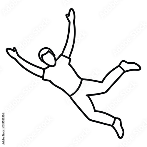 Joyful Man Falling Vector Illustration  A Line Art Design of a Happy Person in Freefall, Perfect for Web and Print Projects