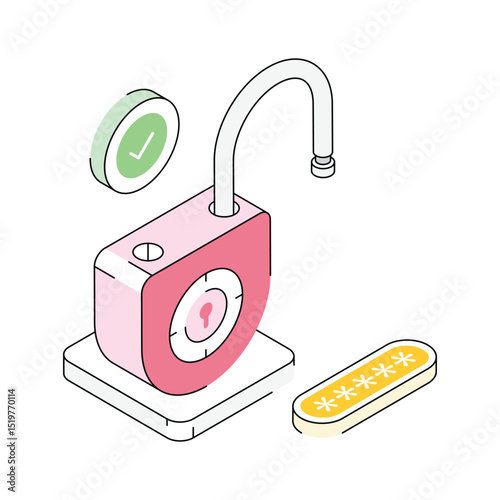 Premium isometric icon crafted to show password access clearly