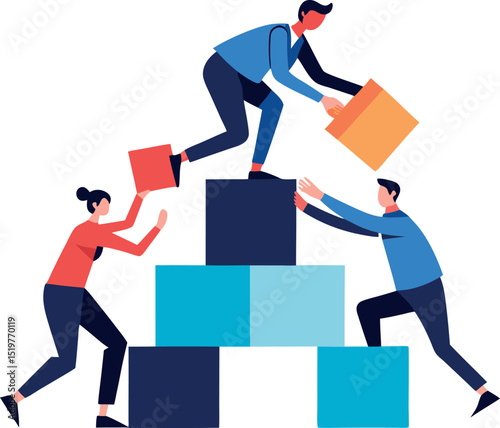 Group of professionals shielding each other from challenges