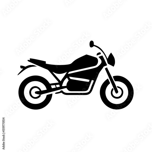 Bike side profile view icon in black design for motorcycle enthusiasts and vehicle graphics