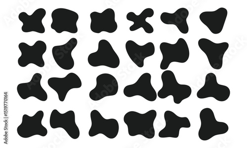 Abstract liquid shapes set. Organic blobs, liquid elements. Irregular oval blob. Futuristic shape ink blots. Modern graphic element vector template