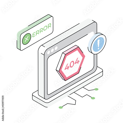 An isometric icon depicting 404 error page