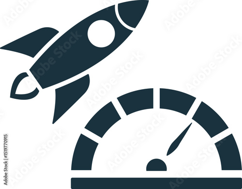 Rocket launch with speedometer, boosting business performance and growth