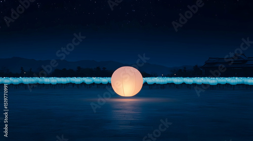 Illuminated Sphere In A Field At Night