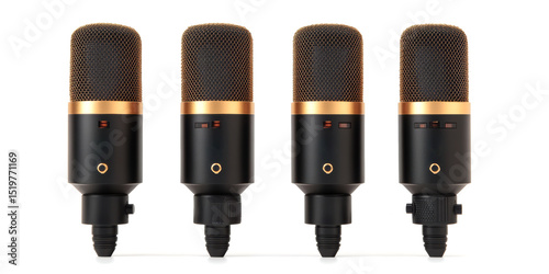 Four Modern Microphones for Podcasting or Broadcasting