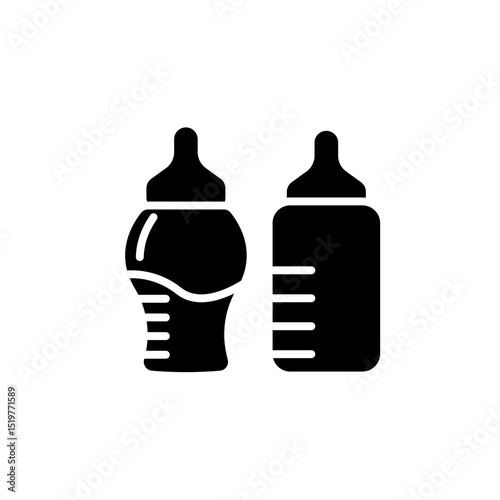 feeding bottle icons isolated on White Background. Flat style design