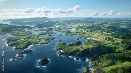 Aerial View Of Lush Islands And Coastline